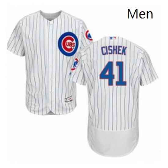 Mens Majestic Chicago Cubs 41 Steve Cishek White Home Flex Base Authentic Collection MLB Jersey